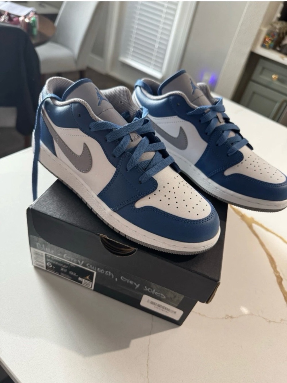 Nike Air Jordan Low Blue and White Shoes, NWB, Size 6Y, 553560-412